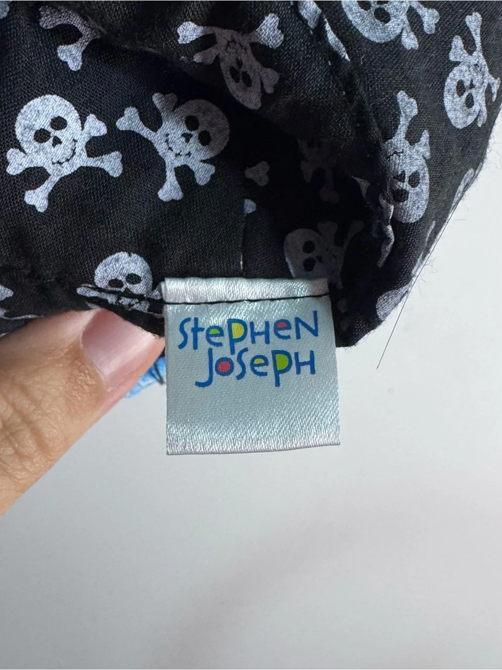 Stephen Joseph Kids Blue Pirate Skull Embroidered Bucket Hat Cotton